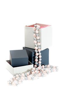 Grey Gift Box With Pink Ribbon Stock Image Grey Gift Box With Pink Ribbon Stock Image