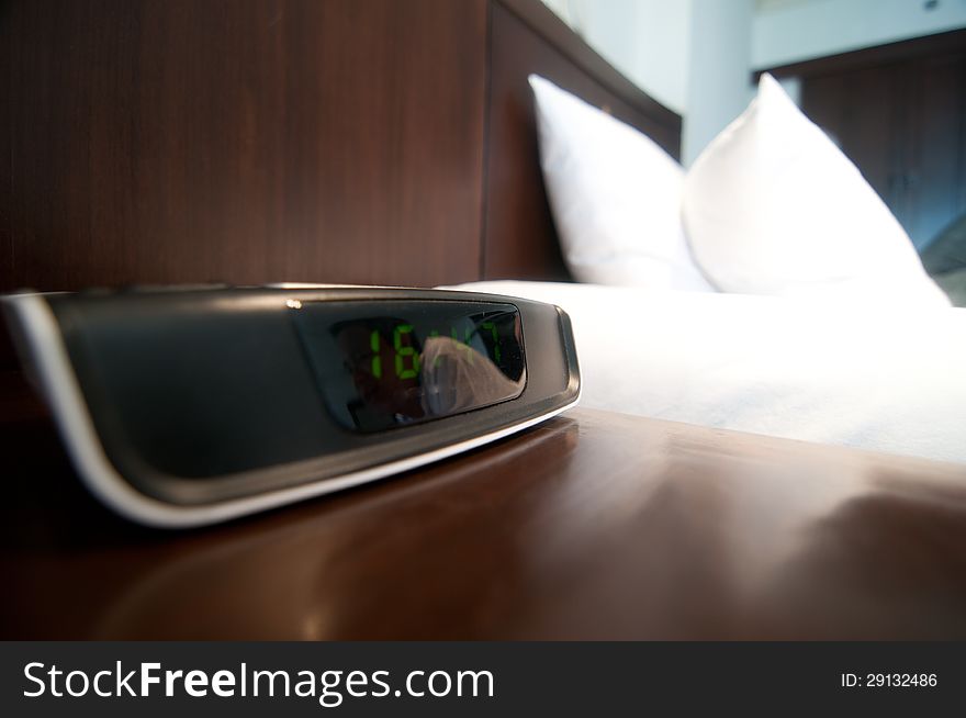 Alarm clock in bedroom