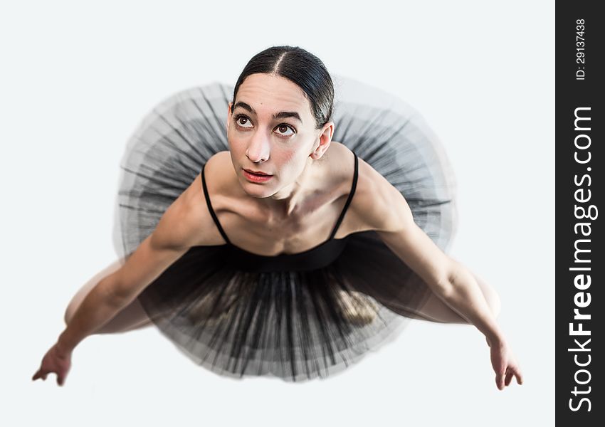 Ballet dancer with tutu facing upwards. Ballet dancer with tutu facing upwards