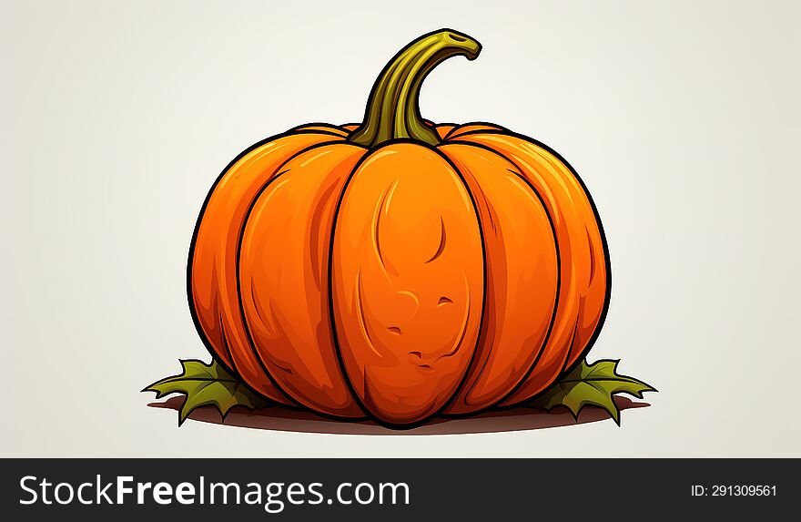 A captivating  illustration showcasing the vibrant beauty of a pumpkin, symbolizing the essence of autumn and harvest. This versatile image is perfect for seasonal, culinary, and festive-themed projects, adding warmth and charm to your creative endeavors