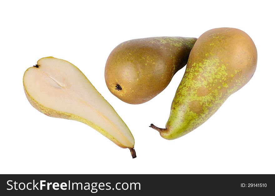 Two and a half pears isolated on the white