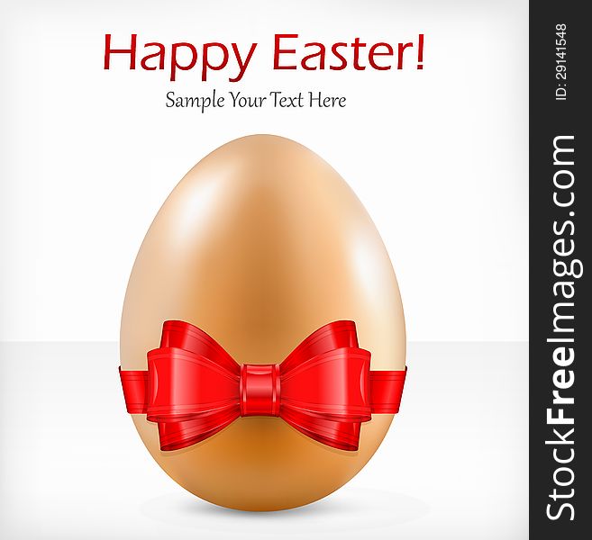 Egg with red ribbon & text on white background, vector illustration. Egg with red ribbon & text on white background, vector illustration