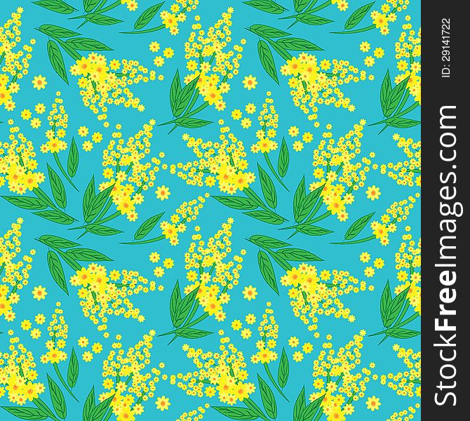 Floral vector seamless pattern with mimosa. Floral vector seamless pattern with mimosa