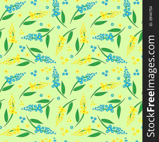 Seamless pattern with blue and yellow flowers. Seamless pattern with blue and yellow flowers