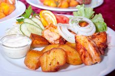 Grilled Chicken Steak, Baked Potatoes And Vegetables Royalty Free Stock Image Grilled Chicken Steak, Baked Potatoes And Vegetables Royalty Free Stock Image