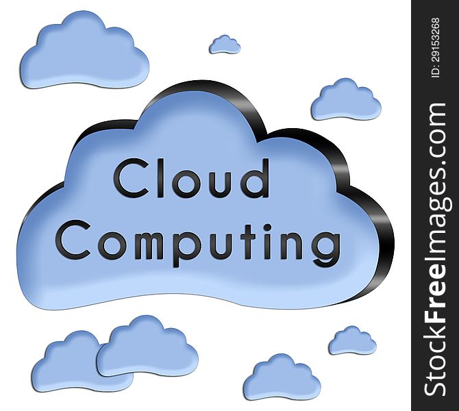 An image with blue clouds with cloud computing text. An image with blue clouds with cloud computing text.