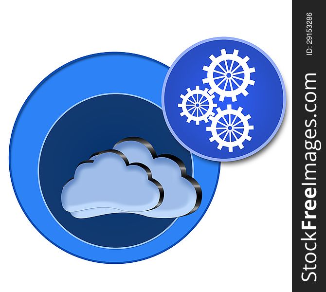 An image with clouds and tech symbols describing cloud computing. An image with clouds and tech symbols describing cloud computing.
