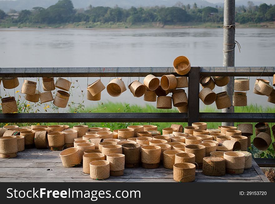 Bamboo wooden rice box handmade frome Thailand