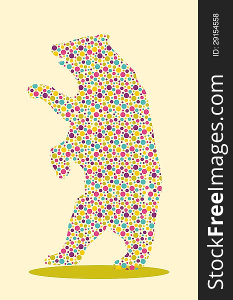 Silhouette of animal with colourful spotted pattern. Silhouette of animal with colourful spotted pattern