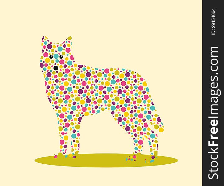 Silhouette of animal with colourful spotted pattern. Silhouette of animal with colourful spotted pattern