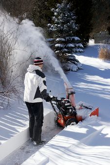 Man Using A Snow Blower Royalty Free Stock Photos Man Using A Snow Blower Royalty Free Stock Photos