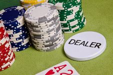 Dealer Button And Chips Stock Photography Dealer Button And Chips Stock Photography