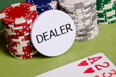 Dealer Button And Chips Royalty Free Stock Image Dealer Button And Chips Royalty Free Stock Image