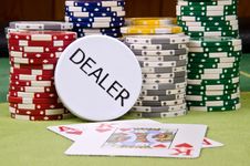 Dealer Button And Chips Stock Photography Dealer Button And Chips Stock Photography