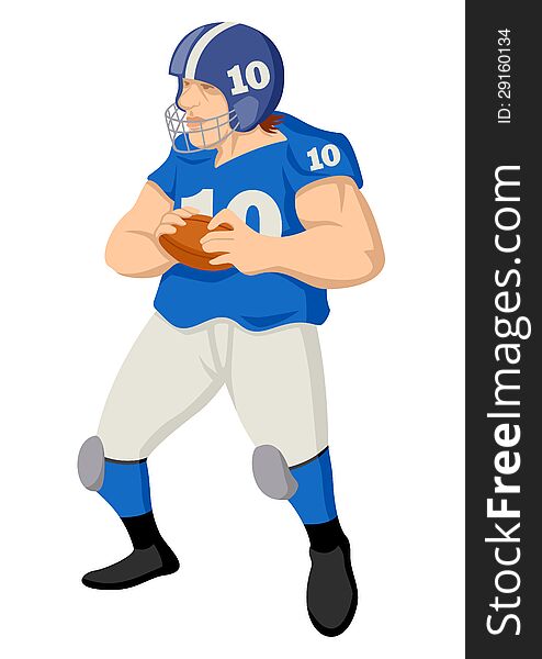 Cartoon illustration of an american football player. Cartoon illustration of an american football player