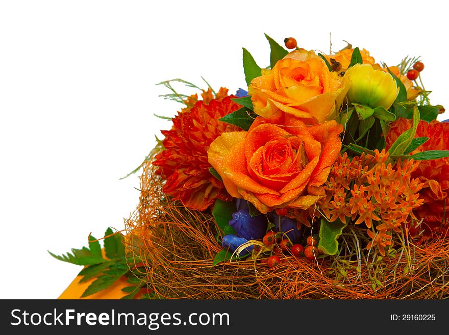 Colorful bouquet on white background