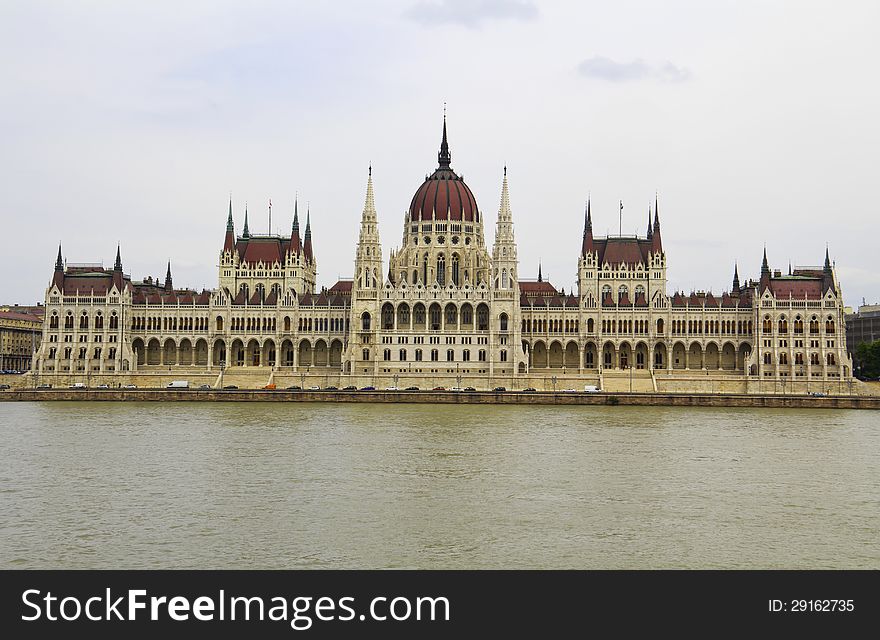 Parliament in Budapest Hungary with river side view. Parliament in Budapest Hungary with river side view