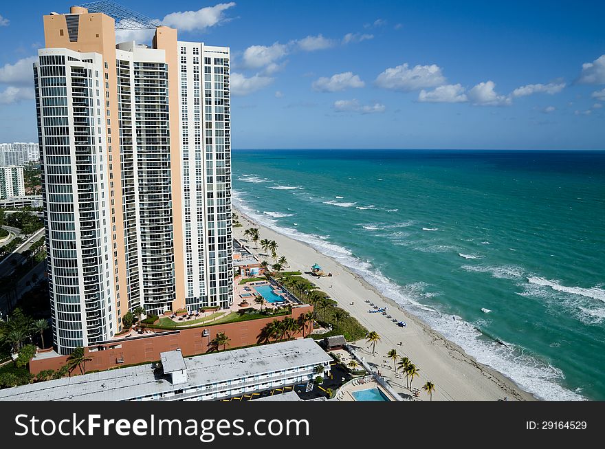 Scenic view from the skyscraper hotels in Miami. Scenic view from the skyscraper hotels in Miami