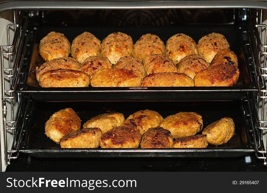 Chicken Kiev cutlets  prepare in an oven