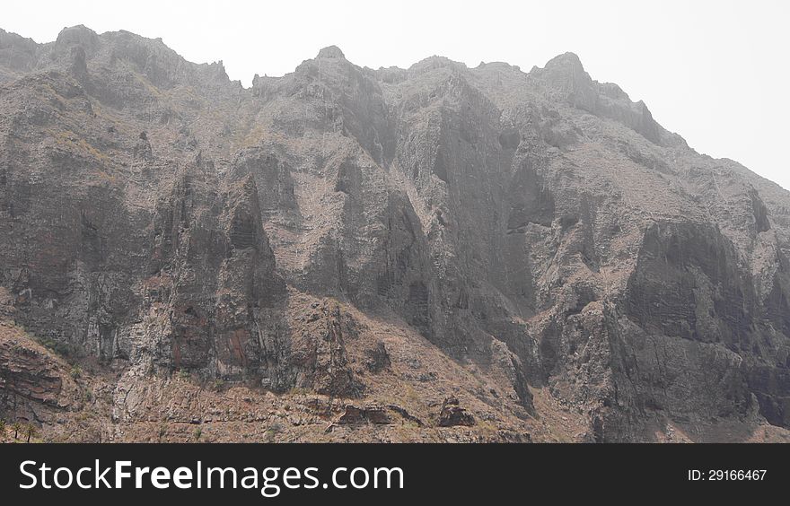 Canyon of Masca in the fog, Tenerife, Spain. Canyon of Masca in the fog, Tenerife, Spain