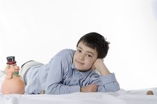 Piggy Bank And Child Stock Images