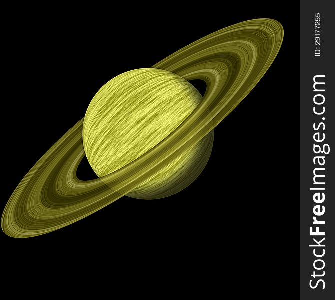 Saturn planet in black starry background