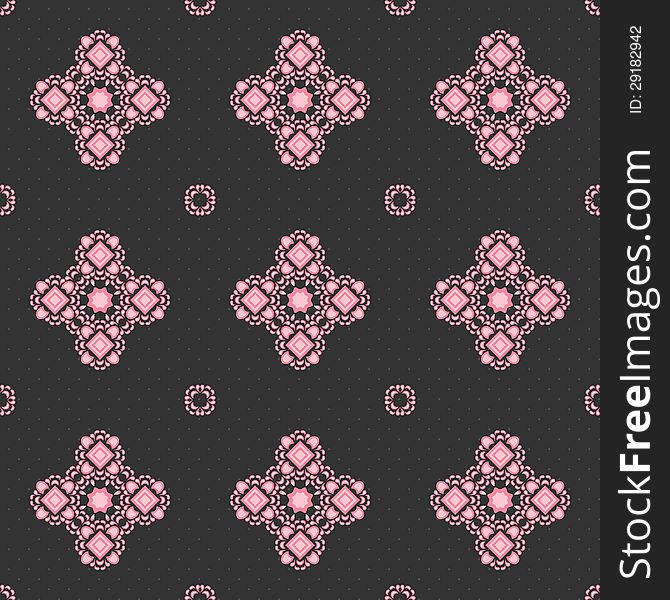 Seamless pattern of pink flowers on a gray background. Seamless pattern of pink flowers on a gray background