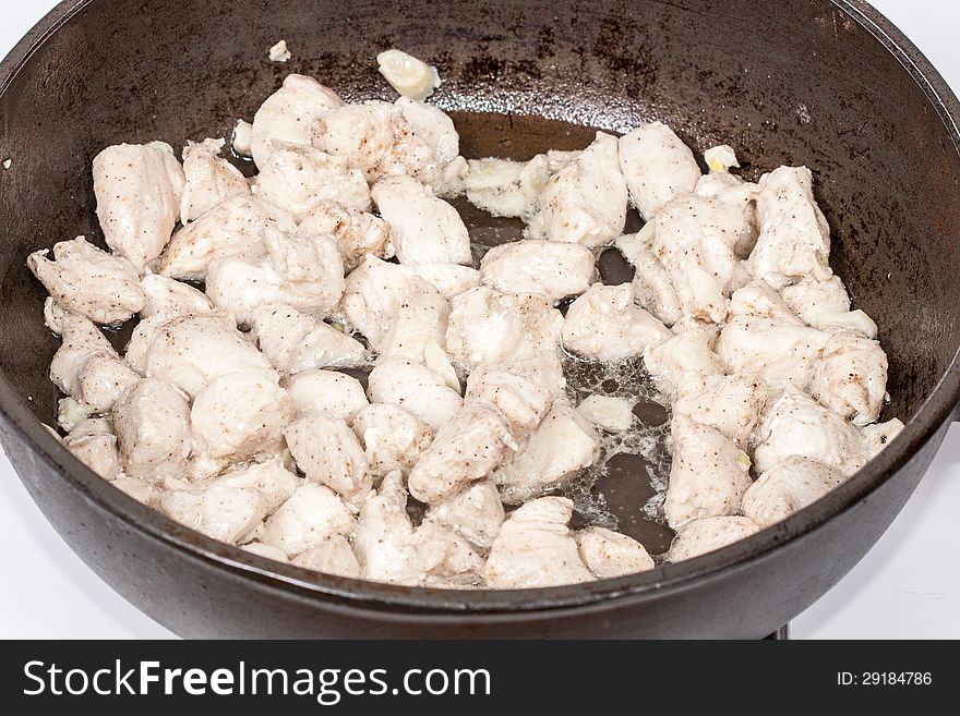 Stir fried Chinese Garlic Broccoli Chicken preparations. Stir fried Chinese Garlic Broccoli Chicken preparations