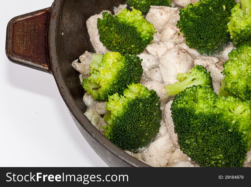 Close up of Stir fried Chinese Garlic Broccoli Chicken preparations. Close up of Stir fried Chinese Garlic Broccoli Chicken preparations