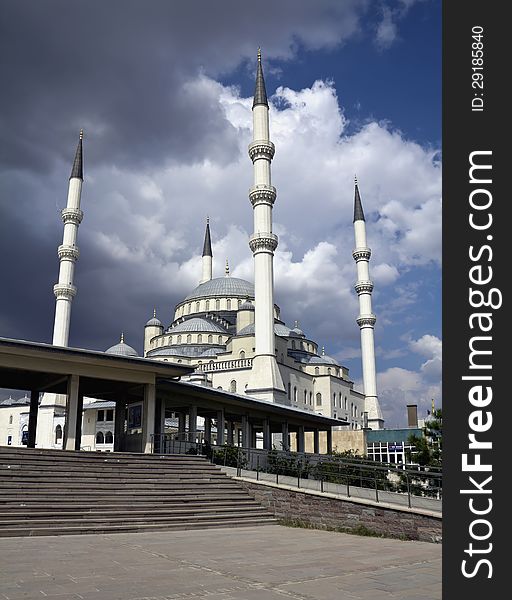 Kocatepe Mosque in Ankara in a cloudy day, Turkey