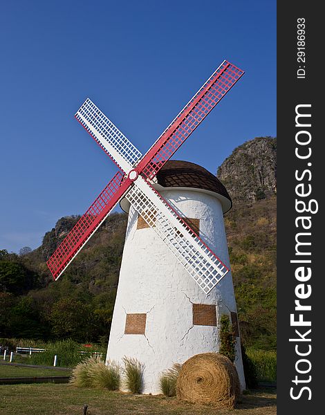 Swiss sheep farm windmill at Cha-um Thailand. Swiss sheep farm windmill at Cha-um Thailand