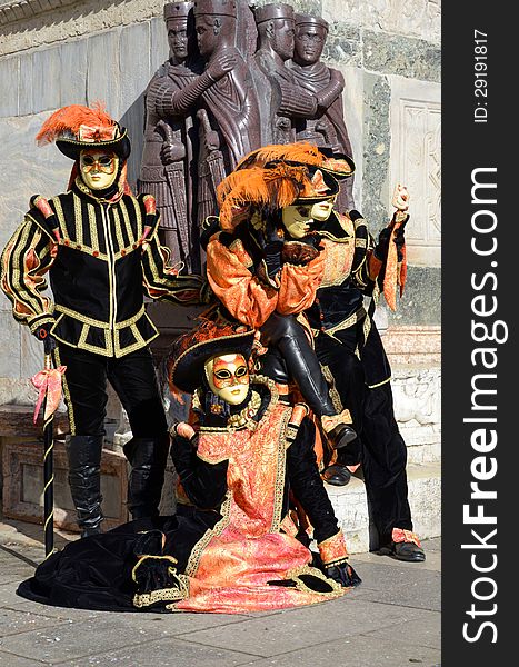 Four masks with in The Carnival of Venice, 2013 edition