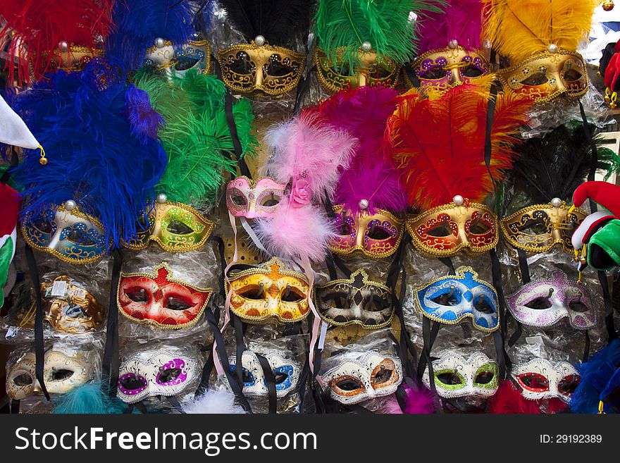 Masks exposed at market carnival of venice. Masks exposed at market carnival of venice