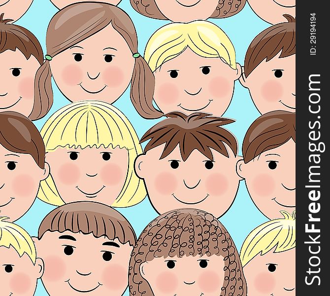 Seamless pattern with smiling faces. Seamless pattern with smiling faces