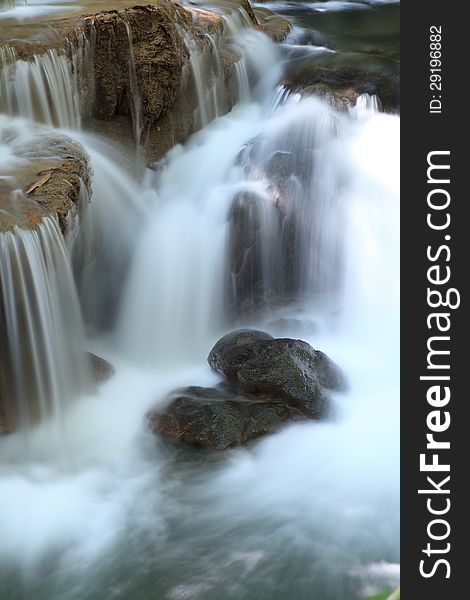 Close Up Waterfall in Kanchanaburi, Thailand