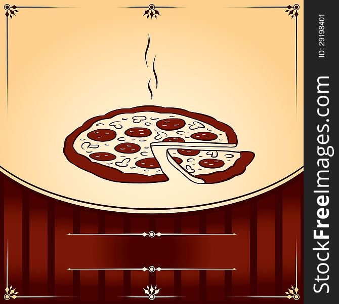 Hot Pizza. Vector Illustration with place for text