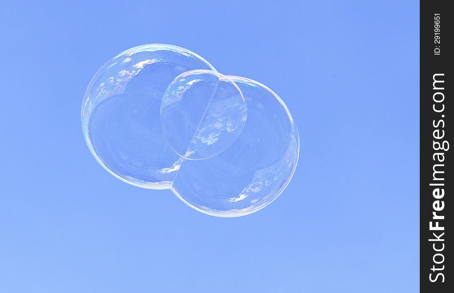 Bubbles against the blue sky.