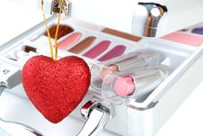 Makeup Briefcase And Heart Stock Image Makeup Briefcase And Heart Stock Image