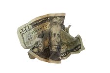 Crumpled Twenty Dollars Bill Stock Photography