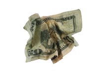 Crumpled Twenty Dollars Bill Royalty Free Stock Photo
