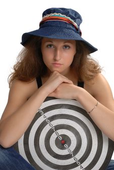 Girl With Shooting Mark Royalty Free Stock Photo Girl With Shooting Mark Royalty Free Stock Photo