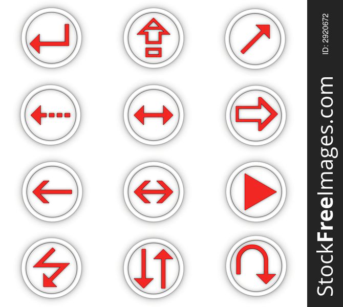 Set of round icons for a design with the pointers of direction