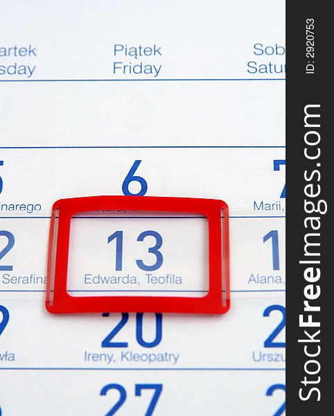 Polish calendar - Friday 13-th