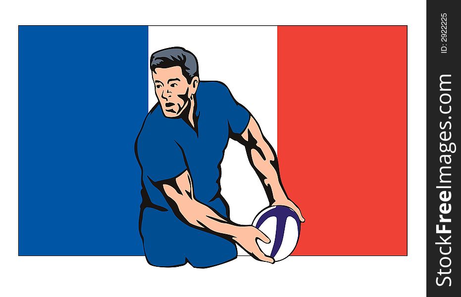 Rugby player passing ball