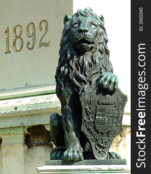 Lion with Hungarian coat of arms