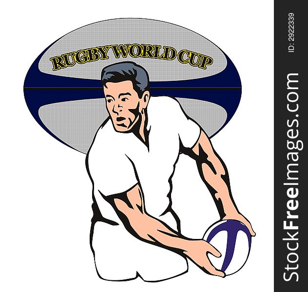 Rugby player passing ball