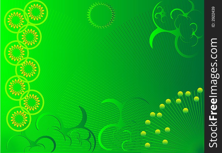 Green background in the form of abstract colors and grasses