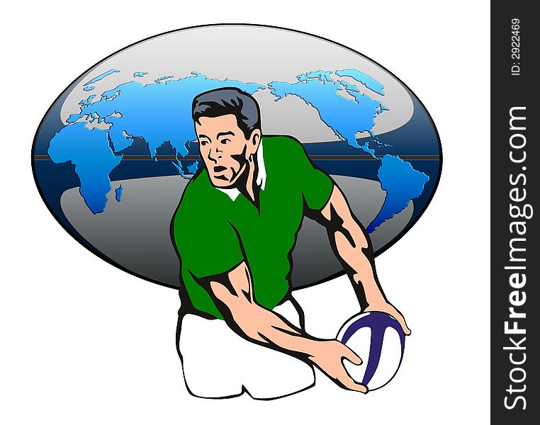 Rugby player passing ball