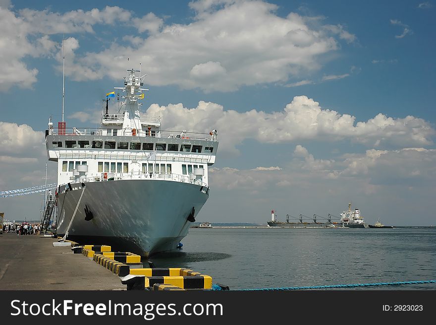 Cruise ship at a harbor