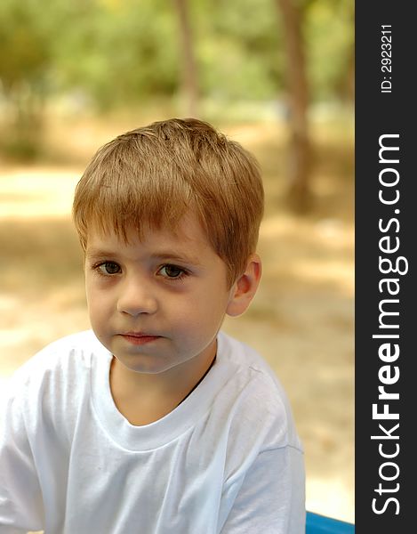 Handsome boy at outdoors playground